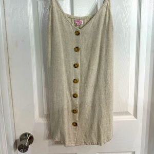 Pink Lily tan mini button up dress